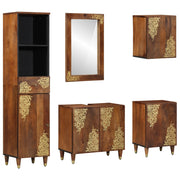 Set di Mobili per Bagno  da 5 Pezzi in Legno Massello di Mango