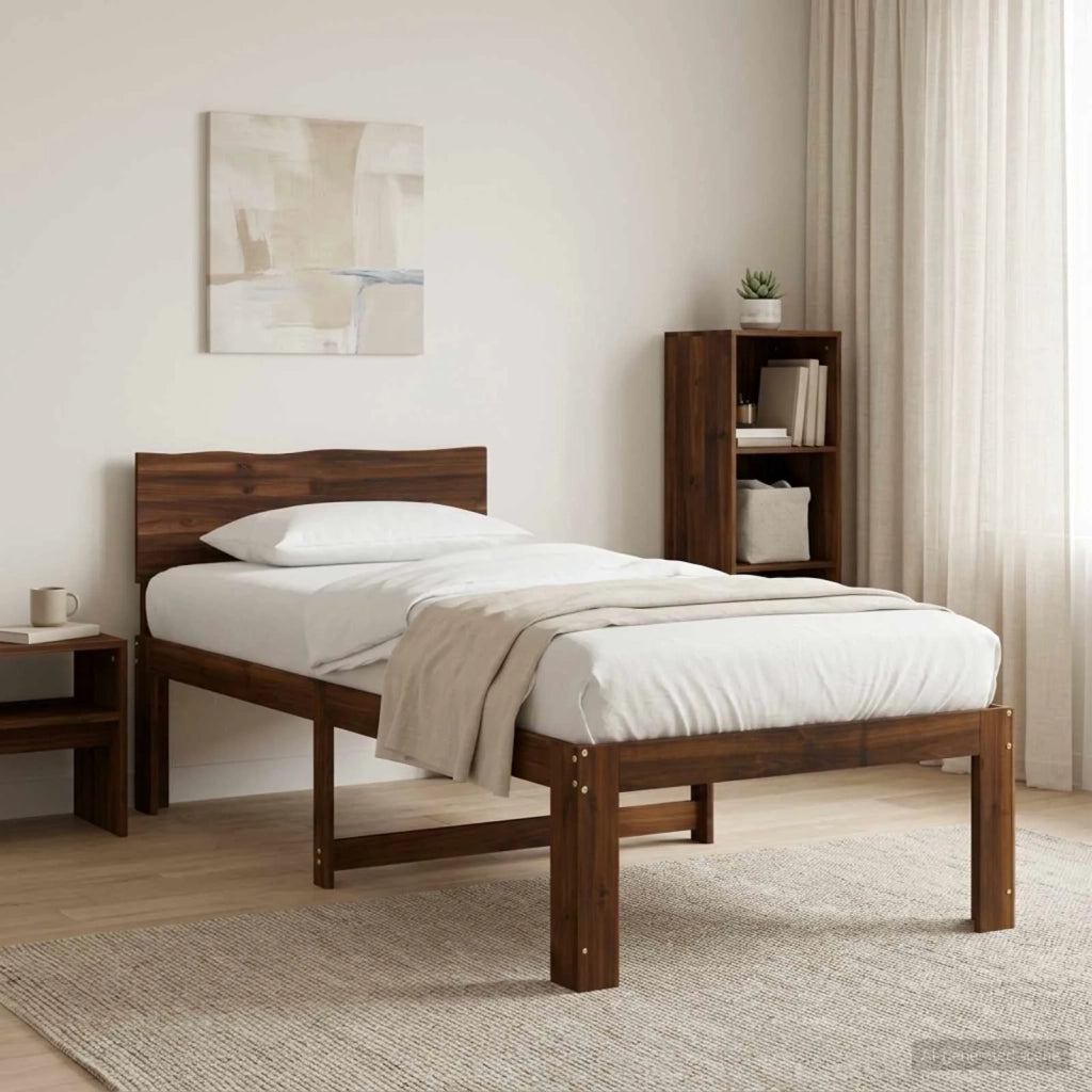 Letto Singolo con Testiera ROSTOCK Marrone Scuro 100 x 200 cm 903458