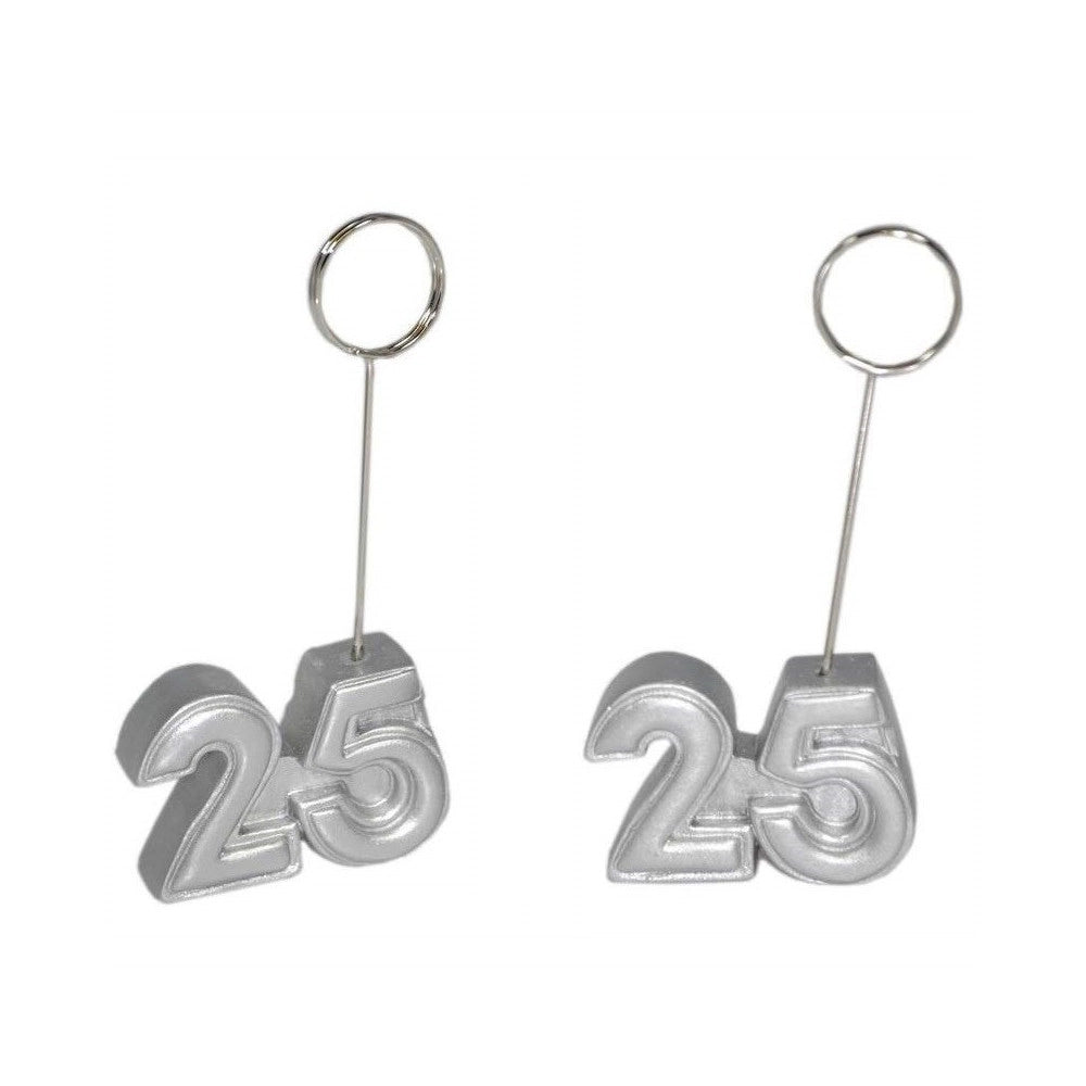 Trade Shop - Segnaposto 25 Argento 12 Pezzi Segna Posto Clip Portafoto Segnatavola Matrimonio -