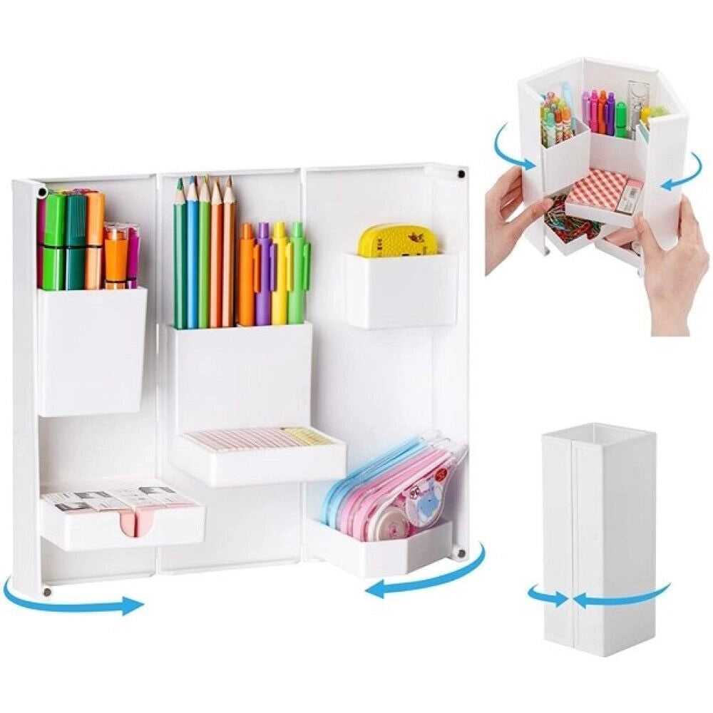 Organizer da scrivania multifunzione richiudibile portapenne cancelleria JK21196