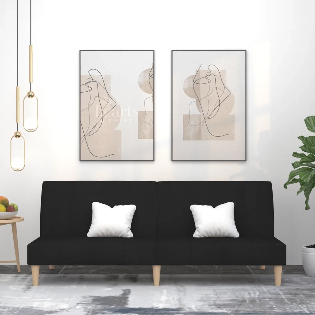 Divano letto | Sof¨¤ letto | Letto singolo a 2 Posti Nero in Tessuto