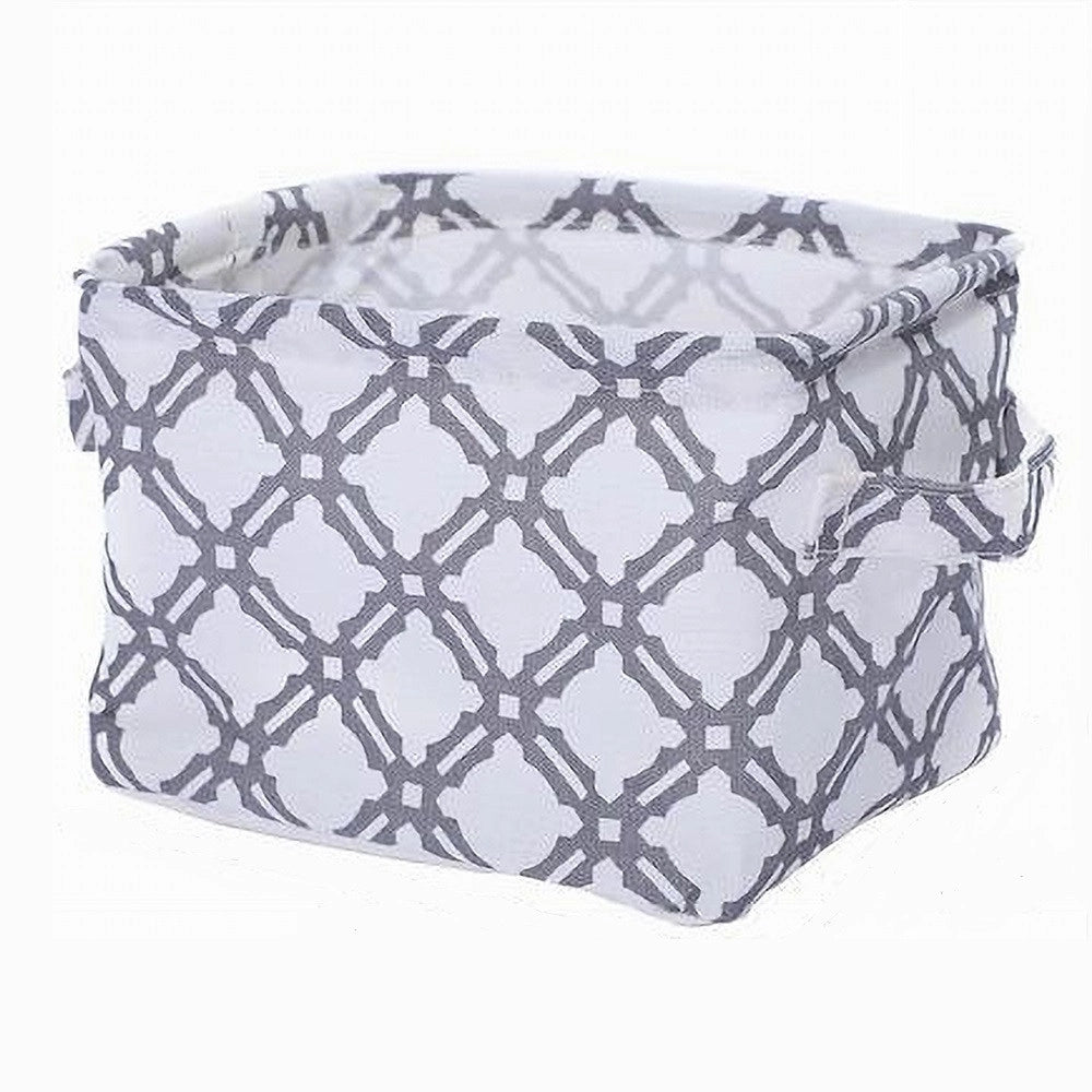 Trade Shop - Cesto Contenitore Porta Biancheria Bucato Manici Tessuto Grigio 26x20x16cm 79204 -