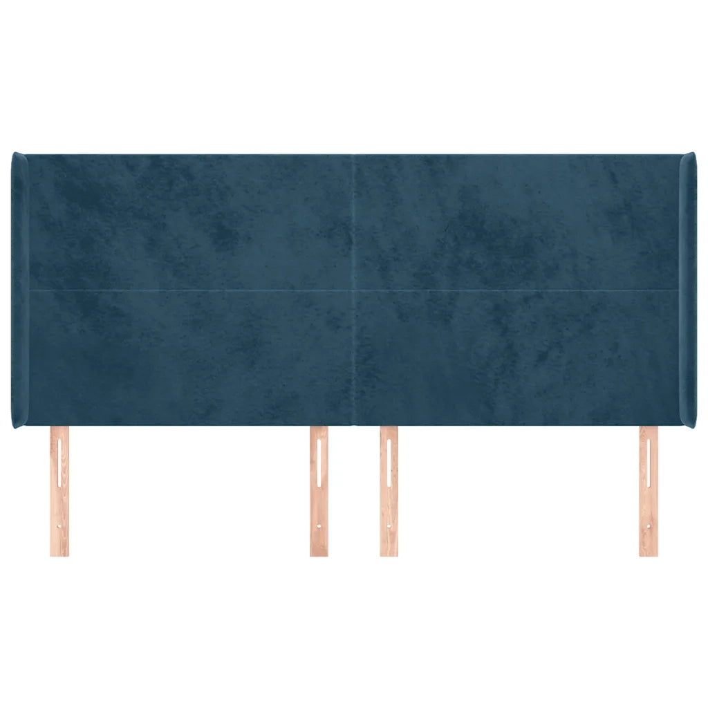 Testiera | Testata ad Orecchio Blu Scuro 183x16x118/128 cm in Velluto