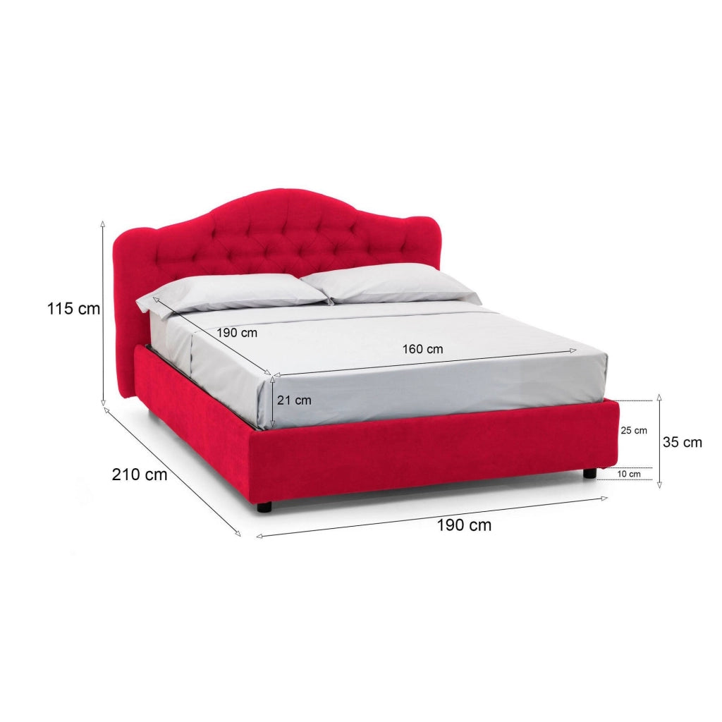 Letto Matrimoniale Allik, Letto Matrimoniale Materasso Incluso Made in Italy, Rosso
