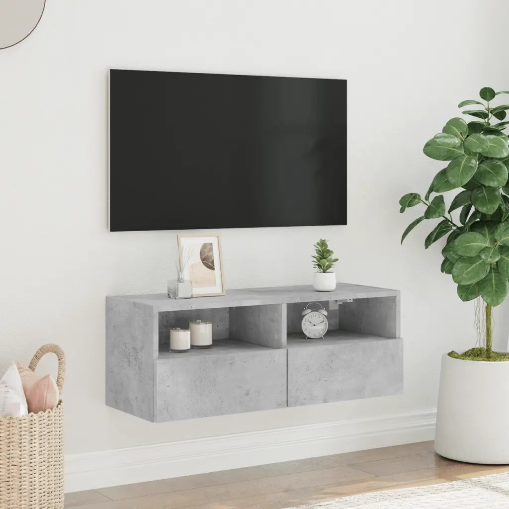 Mobile TV a Parete-Mobile TV a Muro Grigio Cemento 80x30x30 cm Legno Multistrato