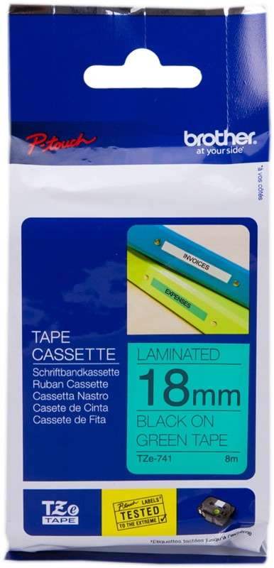 Brother TZE-741 nastro per etichettatrice Nero su verde TZ