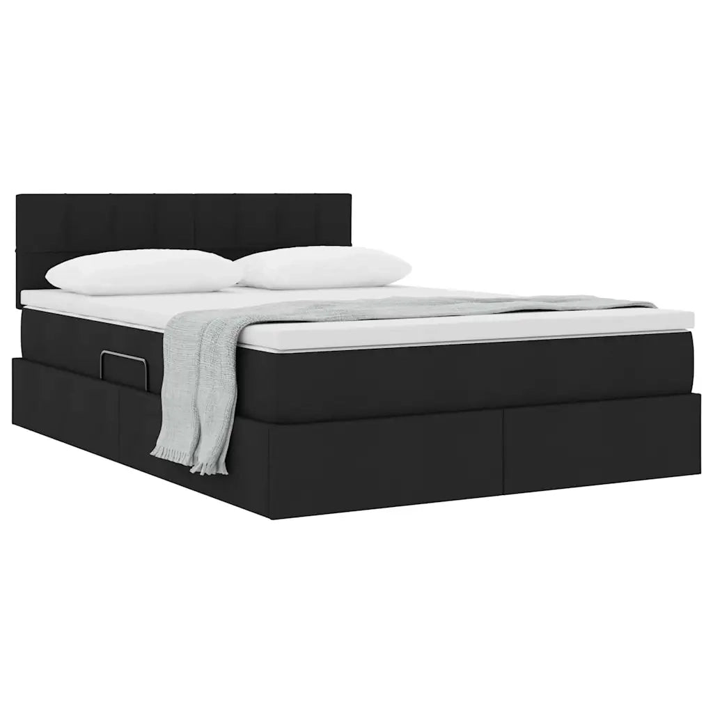 Letto con contenitore e materasso Nero 120 x 200 cm