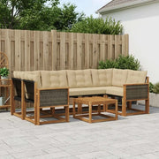 Set di divani da esterno con cuscino 7 pcs Naturale e Beige 3381805