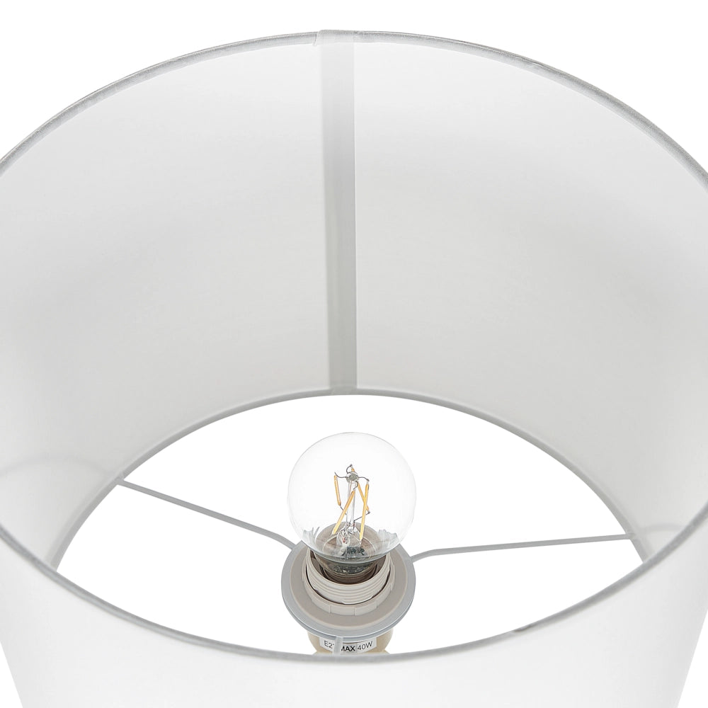 Lampada da tavolo bianca con base in vetro trasparente Paralume impero bianco da comodino con decorativo