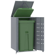 vidaXL Copribidone con Ruote Bidone Singolo Grigio 69x79x117cm Acciaio
