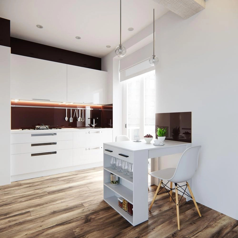Tavolo da pranzo Repose, Bianco, 67 x 100 cm, adatto come piano di lavoro o area di appoggio aggiuntiva