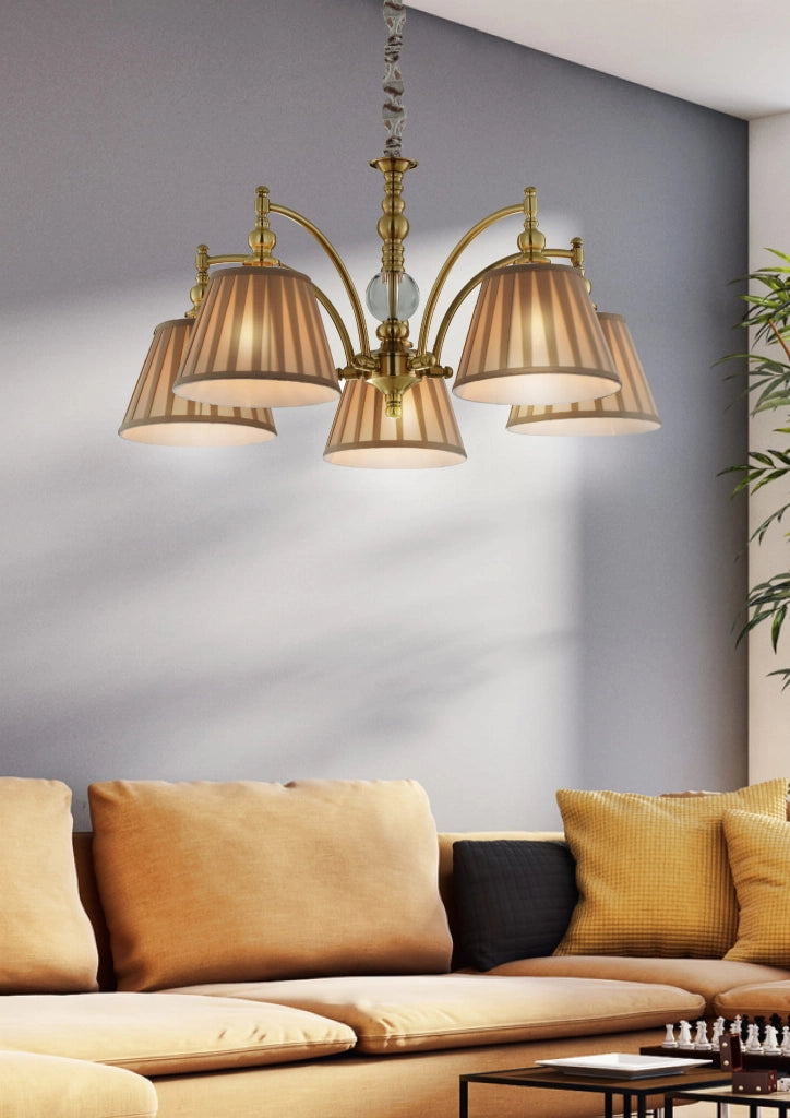 Lampadario Candellux Austin 35-13859 ottone beige 5xE14