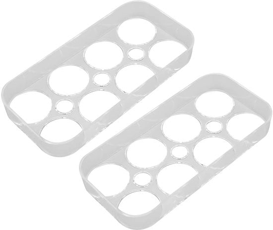 Egg Holder per Frigorifero 8 Compartimenti - Transparente - 2 Pezzi - Plastica - Contenitore per Uova - Sistemi di Rifornimento per Uova Facili