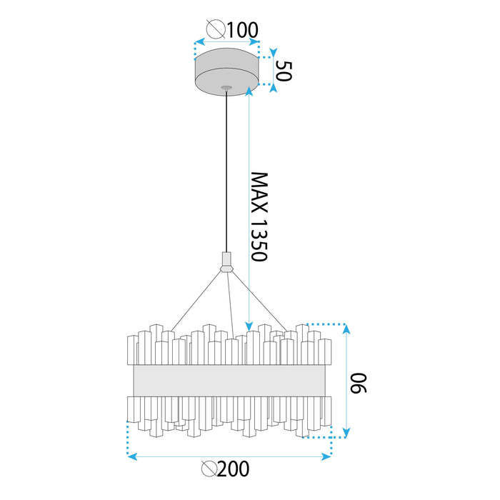 Lampadario A Sospensione In Cristallo Led Lhj099-cp Gold