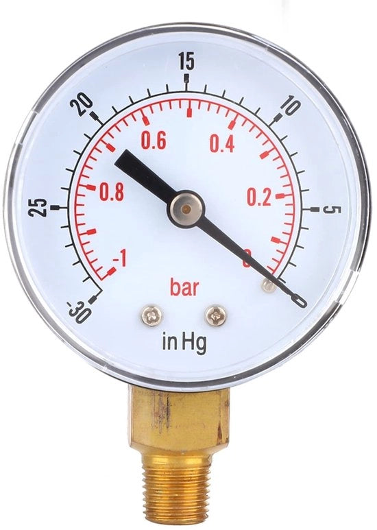 Vuotometro di Pressione Sottovuoto 10Bar - Lettura Chiara - 50Mm - Adatto per aria acqua olio - Resistente alla Corrosione - Precisione Elevata