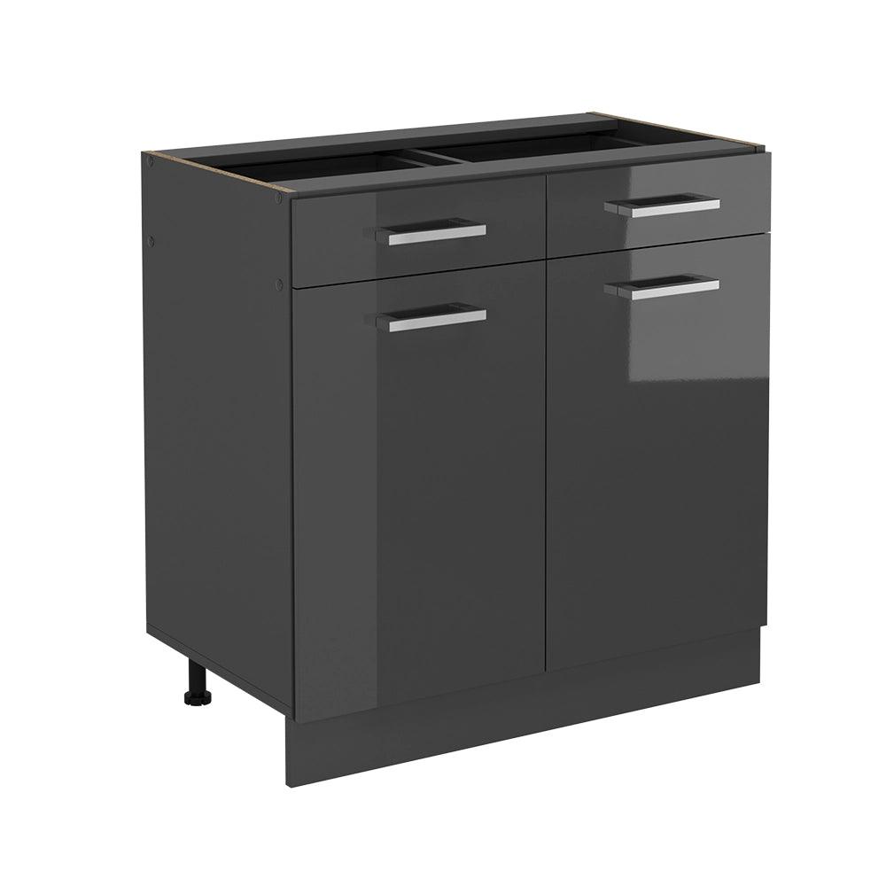 Mobiletto base per cucina R-Line Antracite lucido/Antracite 80 cm senza piano di lavoro Vicco