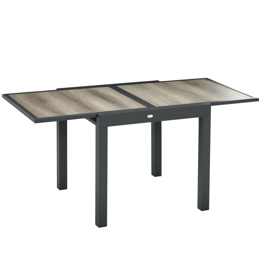 Tavolo da Giardino Allungabile per 6 Persone in Plastica e Alluminio, 80/160x80x75 cm, Beige