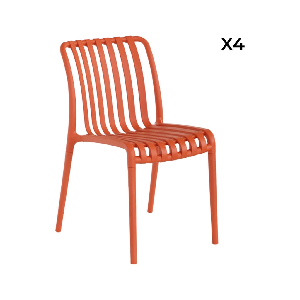 Set 4 sedie da giardino impilabili in plastica, terracotta