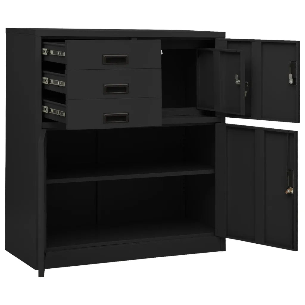 Armadio per Ufficio Antracite 90x40x102 cm in Acciaio 336408