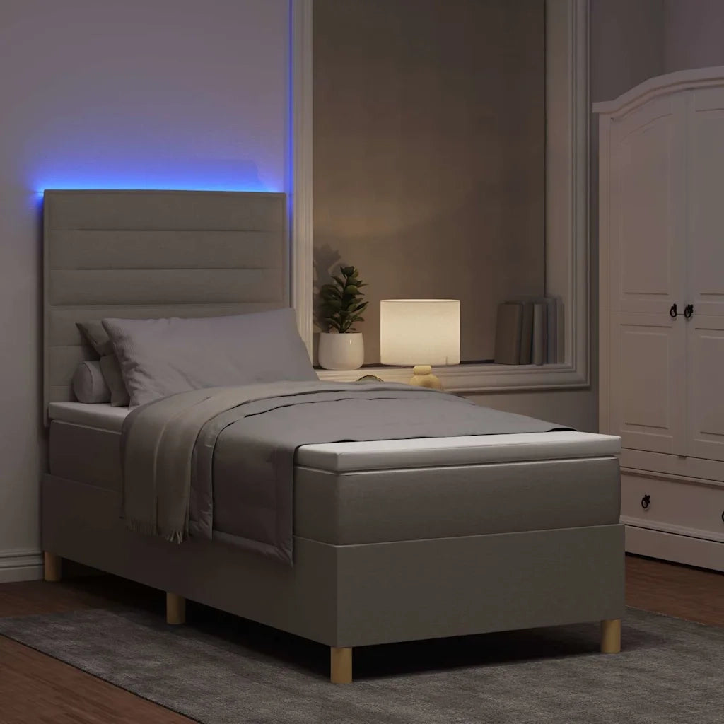 Letto a Sorgente LED con materasso Talpa 90 x 200 cm Tessuto 3342995