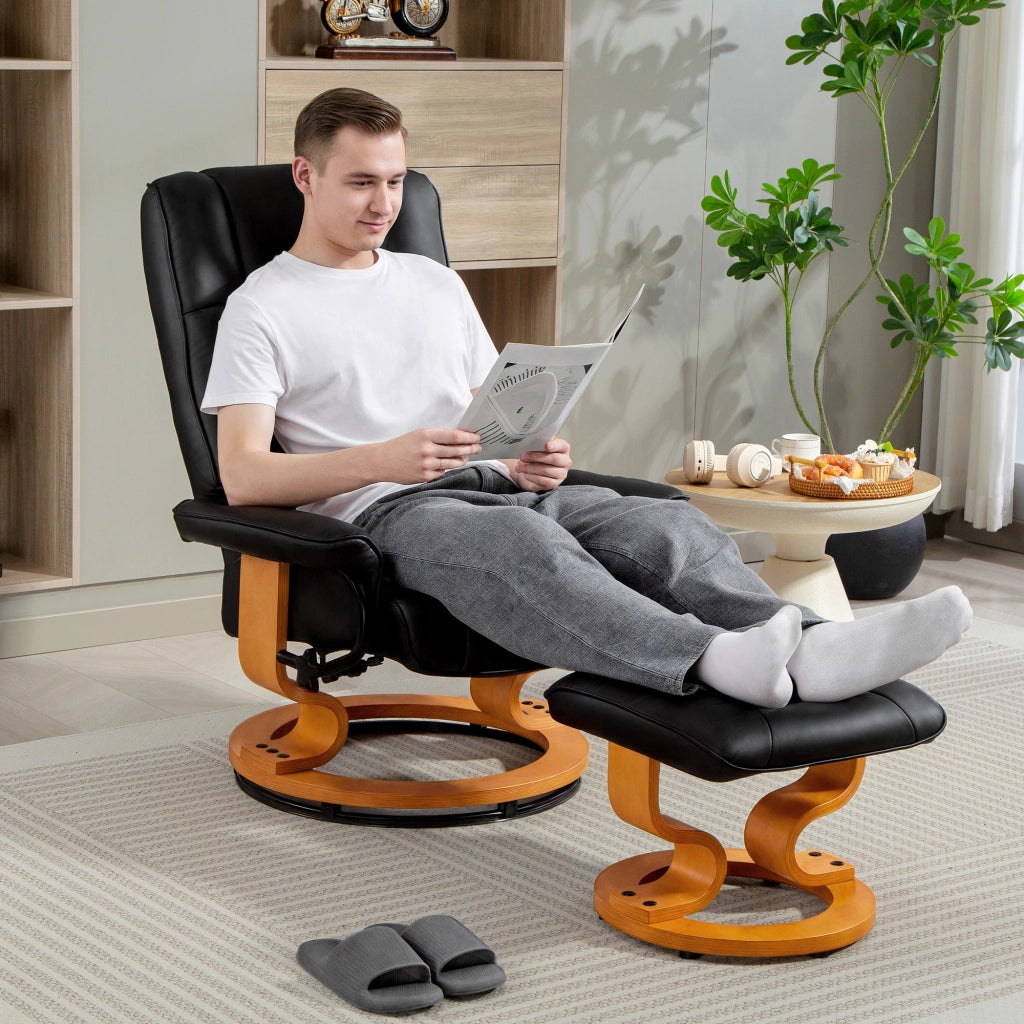 Poltrona Relax Reclinabile Girevole con Poggiapiedi ¨C Xylo ¨C Similpelle Nero