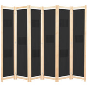 Divisorio a 6 Pannelli Nero 240x170x4 cm in Tessuto  cod mxl 72285