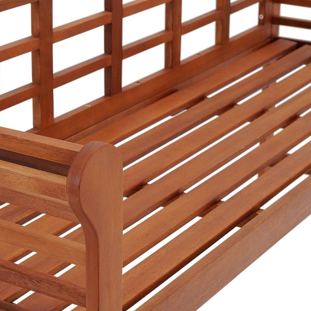 ® Panchina da Giardino Resistente in Legno Eucalipto Certificato FSC® Portata 320 kg 2 posti con Braccioli e Schienale 135x56 cm Panca per Balcone