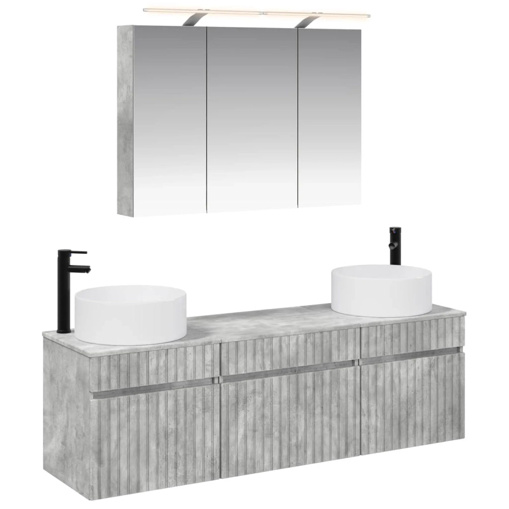 Set di Armadi da Bagno 4 pcs Grigio Cemento 100 x 14,5 x 70 cm 3406658