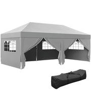 Tenda da giardino pieghevole ¨C zephmum ¨C grigio 3x6 m con 6 pannelli laterali