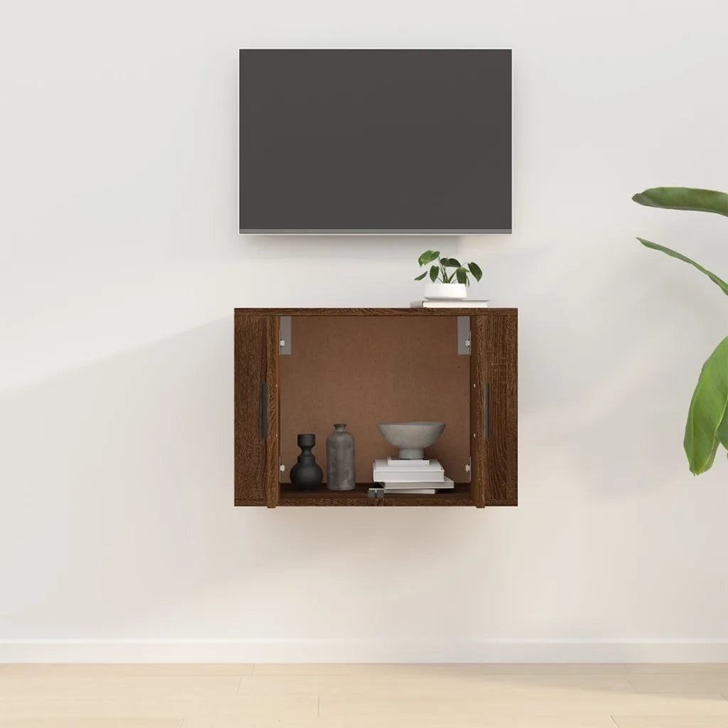 Mobile Porta TV a Parete Rovere Marrone 57x34,5x40 cm 816623