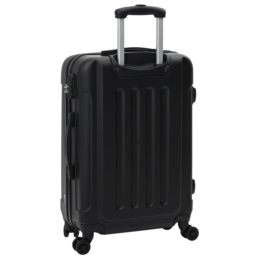 Set di valigie 3 pezzi in policarbonato rigido nero 20" 24" 28