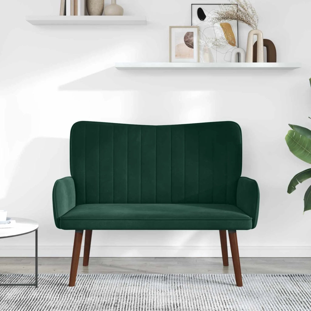 Sofa a Due Posti Verde Scuro 115 x 61 x 87 cm Velluto