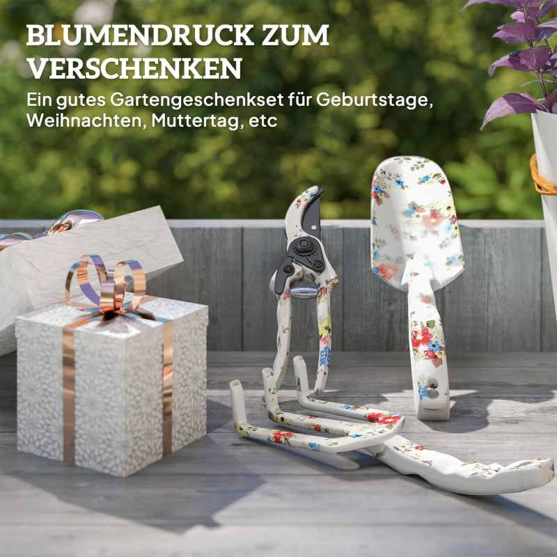 SET da giardino 3 pezzi in alluminio multicolore con cesoie, pala e rastrello