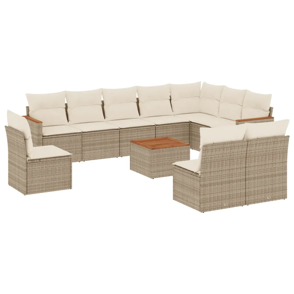 Set Divani da Giardino 11 pz con Cuscini Beige in Polyrattancod mxl 92751