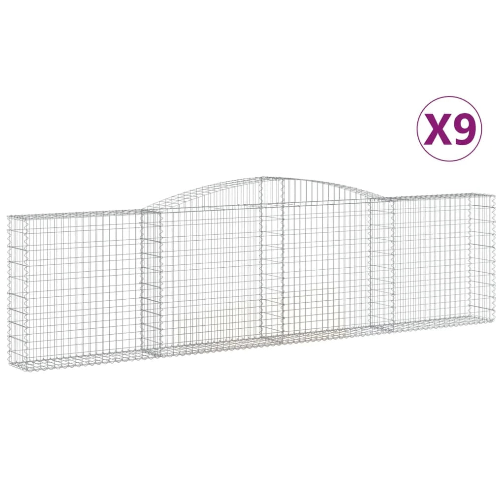 Set di 9 gabbioni ad arco per recinzioni a gabbia e muri di contenimento 400 x 30 x 100/120 cm ferro zincato argento 02_0041290