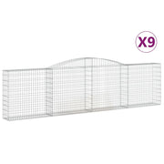 Set di 9 gabbioni ad arco per recinzioni a gabbia e muri di contenimento 400 x 30 x 100/120 cm ferro zincato argento 02_0041290