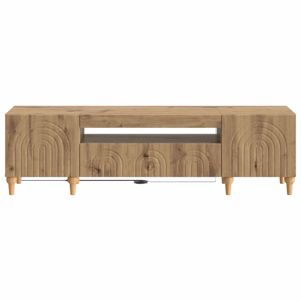 Mobile TV LED ALKMAAR Rovere Artigianale Legno ingegnerizzato 896254