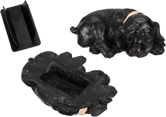 Waterdichte Scatola per Chiavi Esterna per Decorazione Esterna in Nero con Finto Cane - Chiave Esterna Nascosta