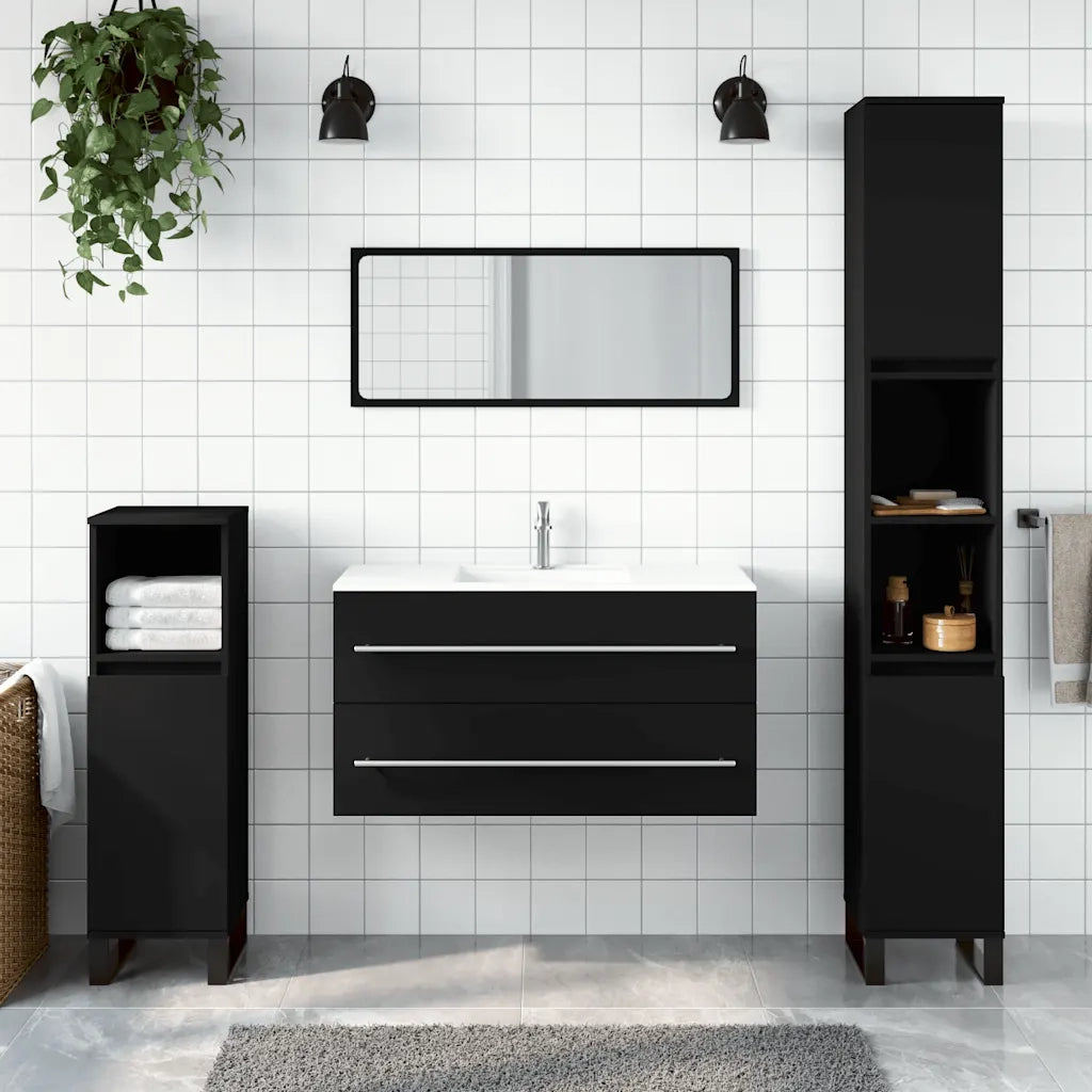 Mobile da Bagno con Specchio Nero in Legno Multistratocod mxl 130056