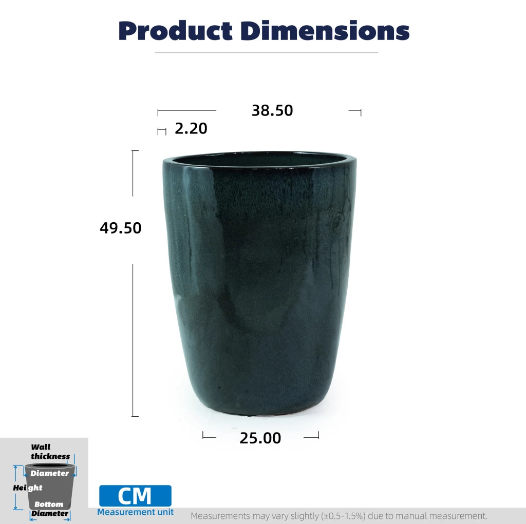 Vaso in ceramica verde muschio Ø38,5 cm, H 49,5 cm con drenaggio