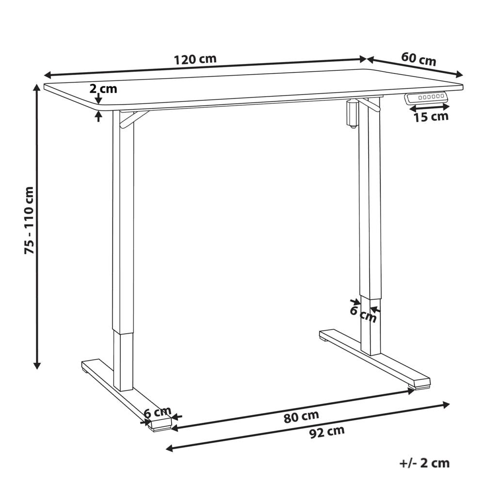Lampada da tavolo regolabile elettricamente Marrone chiaro Piano in acciaio bianco 120 x 60 cm Seduta e piedi quadrati Design moderno