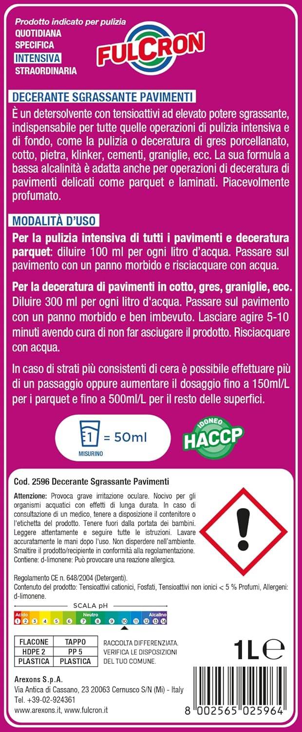 AREXONS FULCRON SGRASSANTE PAVIMENTI 1 L- 6,0 pz