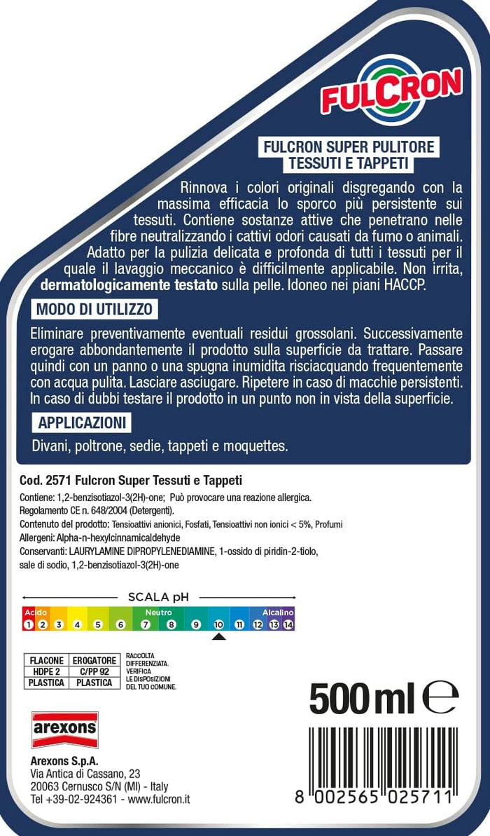 AREXONS FULCRON PULITORE TESSUTI E TAPPETI 500 ML- 1,0 pz