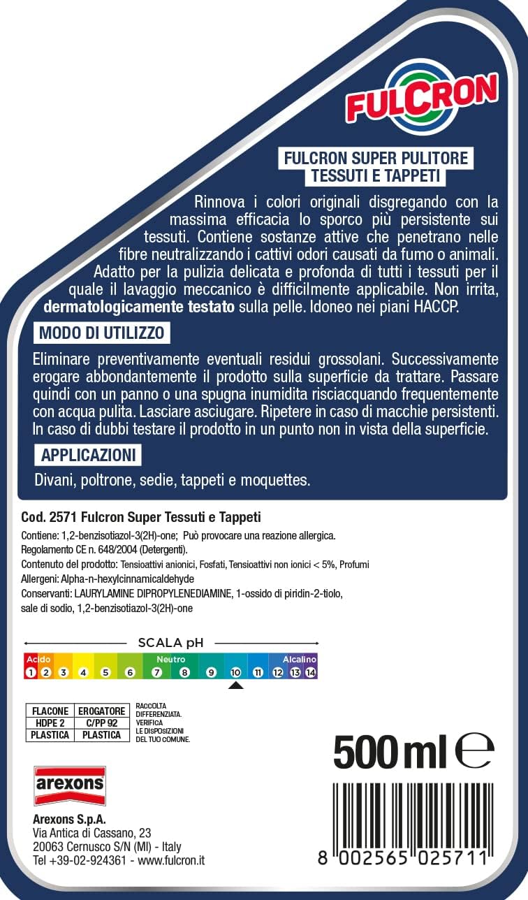 AREXONS FULCRON PULITORE TESSUTI E TAPPETI 500 ML- 1,0 pz