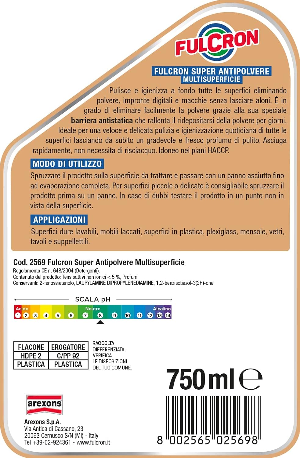 AREXONS FULCRON ANTIPOLVERE 750 ML- 1,0 pz