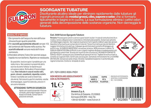 DISGORGANTE PER TUBATURE FULCRON  Lt.1     FULCRON