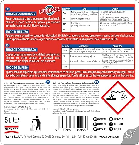 FULCRON PULITORE SGRASSANTE CONCENTRATO  lt.5    AREXONS