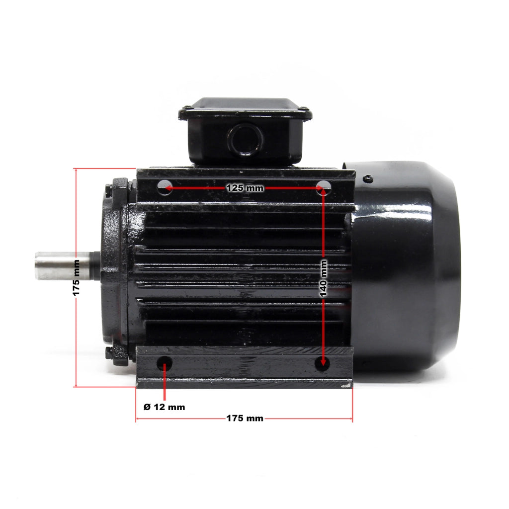 Motore elettrico trifase asincrono, 400V, 2 poli 2,2 kW (3CV), avvolgimento in alluminio, montaggio B3