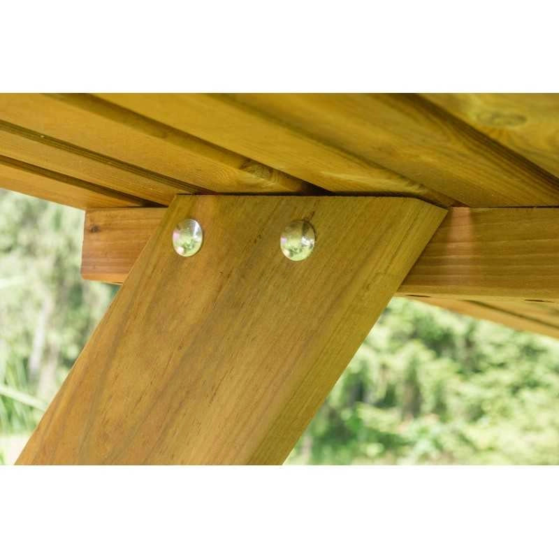 Tavolo picnic in legno con panche integrate, set 6 posti pino impregnato per giardino e terrazzo - Esterni da Vivere