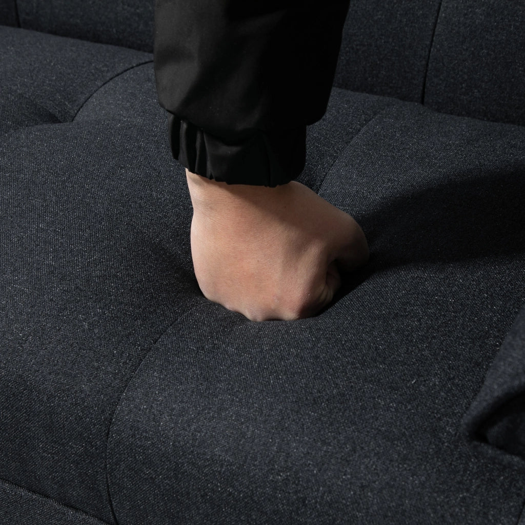 Divano letto 3 posti con tavolino pieghevole e schienale regolabile; grigio